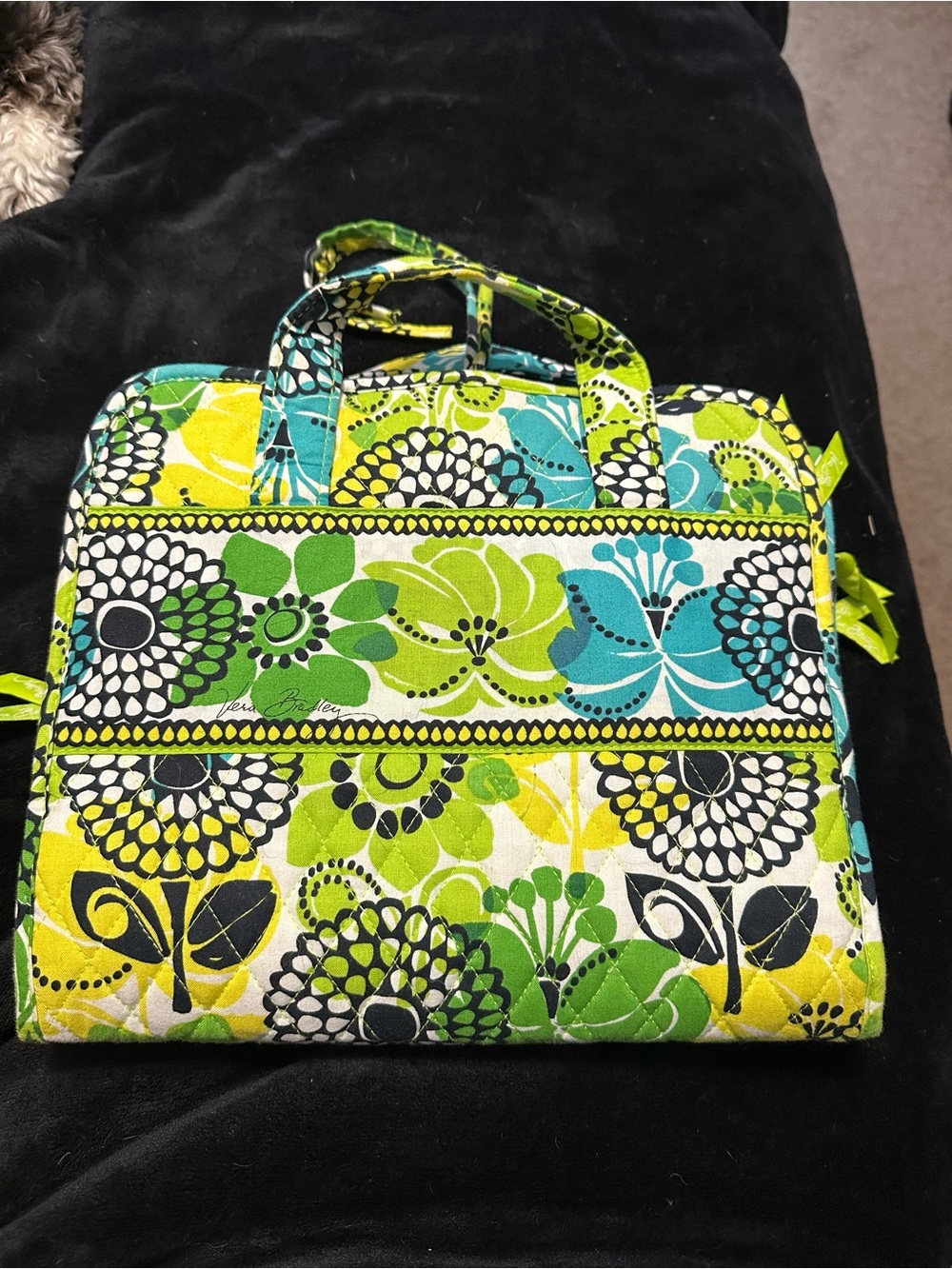 Vera Bradley Green & Blue Floral Quilted shower bag